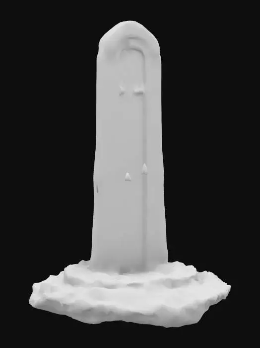 3D model for 时空门，高质量，超高分辨率，细腻的光影效果，穿越时空的神秘门户，周围环绕着流动的光粒子和微弱的光芒，背景是深邃的星空，门框上刻有复杂的符文和古老的符号，散发出淡淡的蓝光，整个场景充满科幻与奇幻交织的气息。