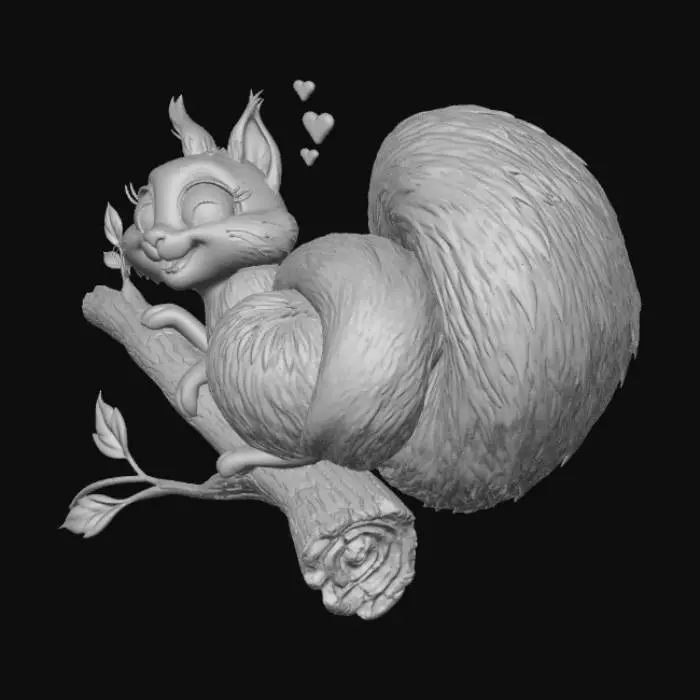 3D model for Heartfelt Squirrel on a Branch