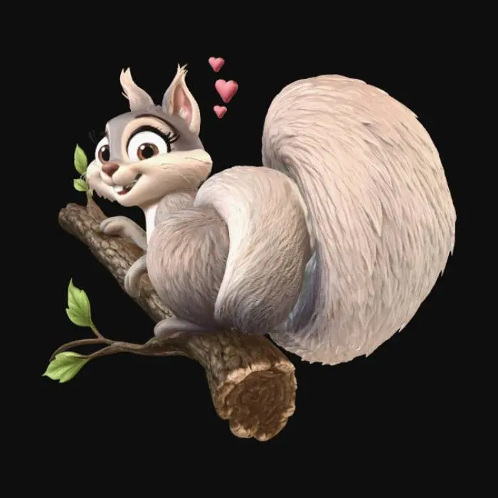 3D model for Heartfelt Squirrel on a Branch