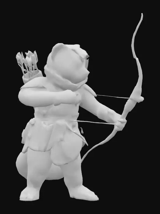 3D model for A red panda ranger for dungeons and dragons (stands upright)