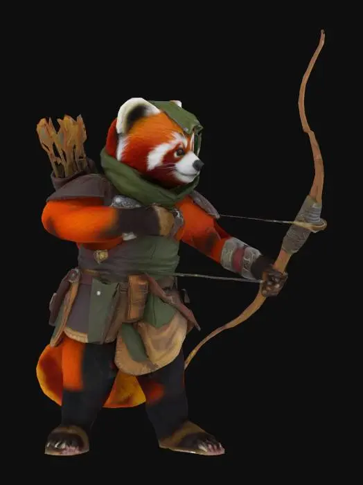 3D model for A red panda ranger for dungeons and dragons (stands upright)