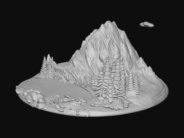 3D model for Emerald Lake Under Snowy Peaks