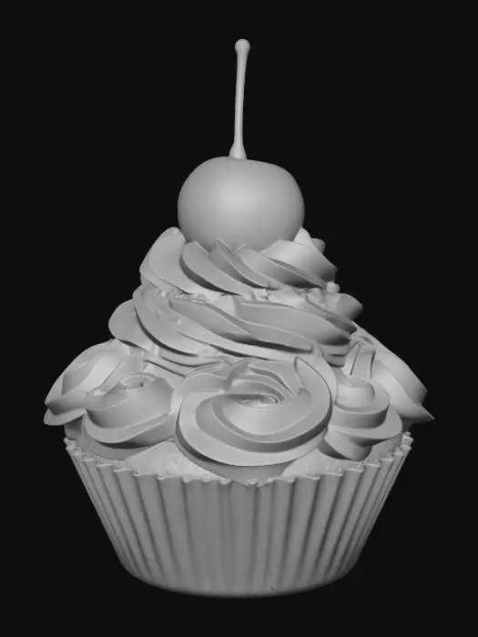 3D model for Pastel Swirl Cupcake with Glitter Cherry