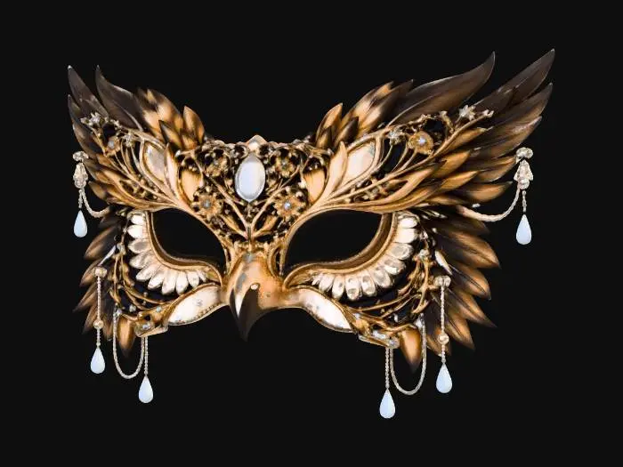 3D model for Golden Feathered Owl Masquerade Mask