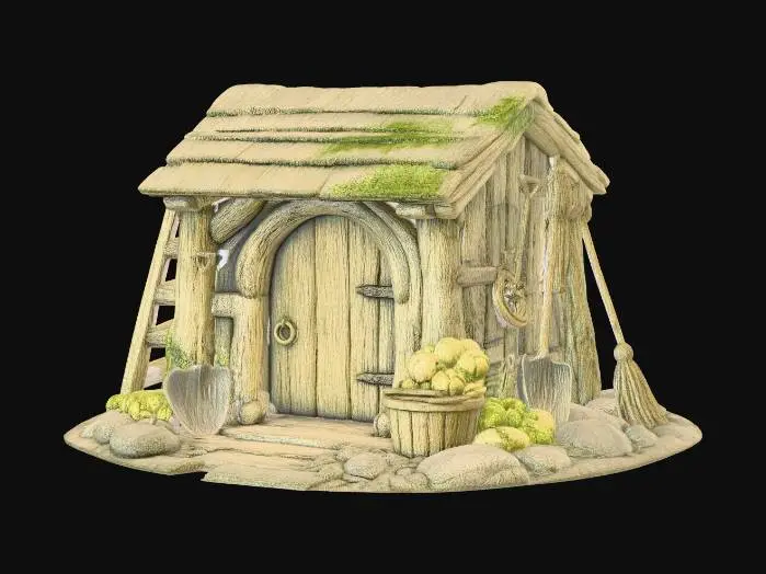 3D model for Mossy Hobbit Cottage