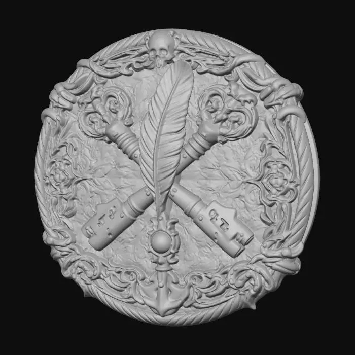 3D model for Skull and Quill Coin