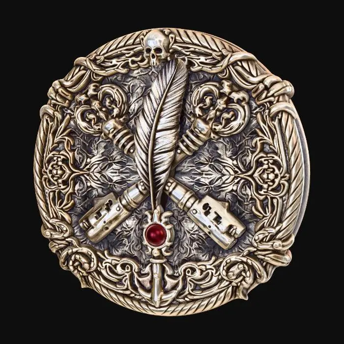 3D model for Skull and Quill Coin