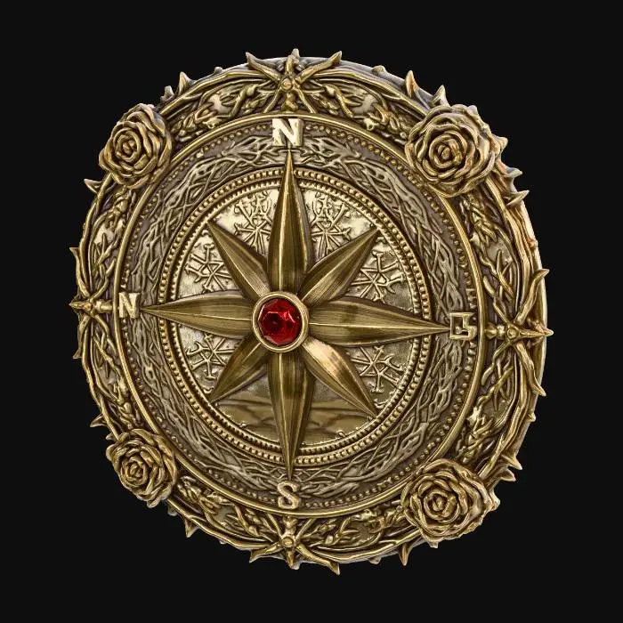 3D model for Antique Compass Rose Coin