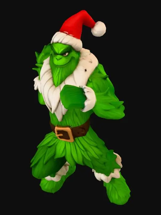 3D model for Grinch in Santa Attire