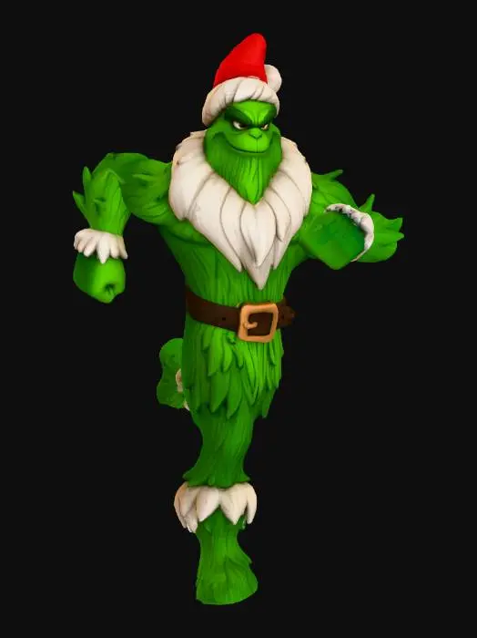 3D model for Grinch in Santa Attire