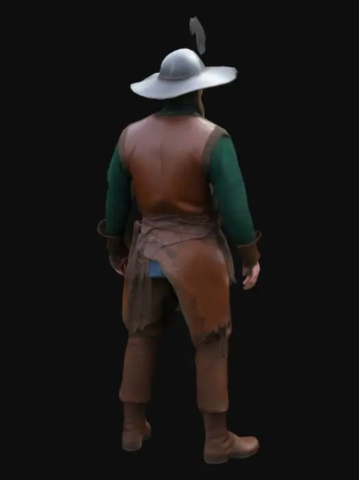 3D model for medieval 14th century sherwood outlaw, no weapon
, #soft surface#