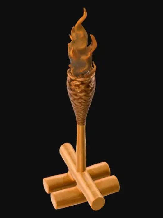 3D model for Fire tourch wooden