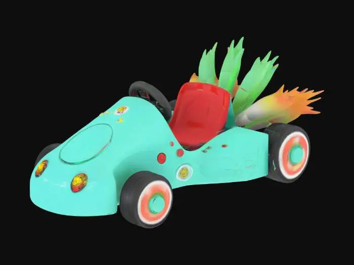 3D model for 初音，卡丁车，大葱，四轮，