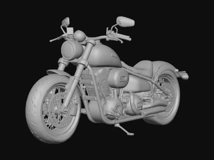 3D model for Realistic black Chopper Bike