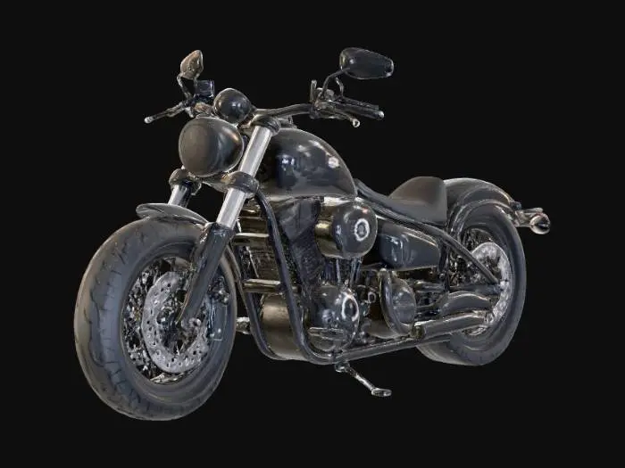 3D model for Realistic black Chopper Bike