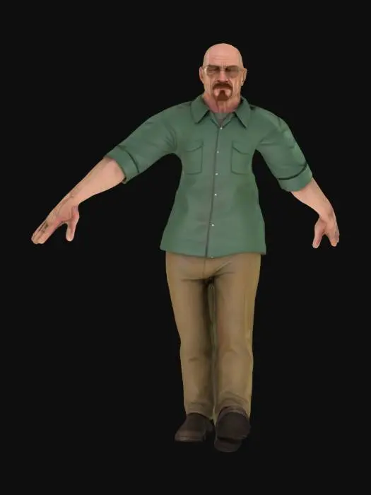 3D model for breaking bad dizisindeki walter white karakterini t pose olacak ve yüzü gerçekçi görünmeli