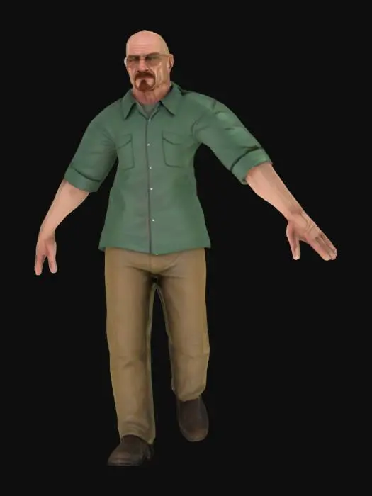 3D model for breaking bad dizisindeki walter white karakterini t pose olacak ve yüzü gerçekçi görünmeli