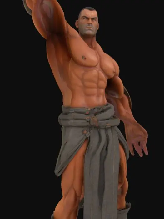 3D model for kaslı adam,Dünya savaş sanatı, Bakır, Taş, Kumaş, Ultra Gerçekçi, A-poz, Simetrik Vücut