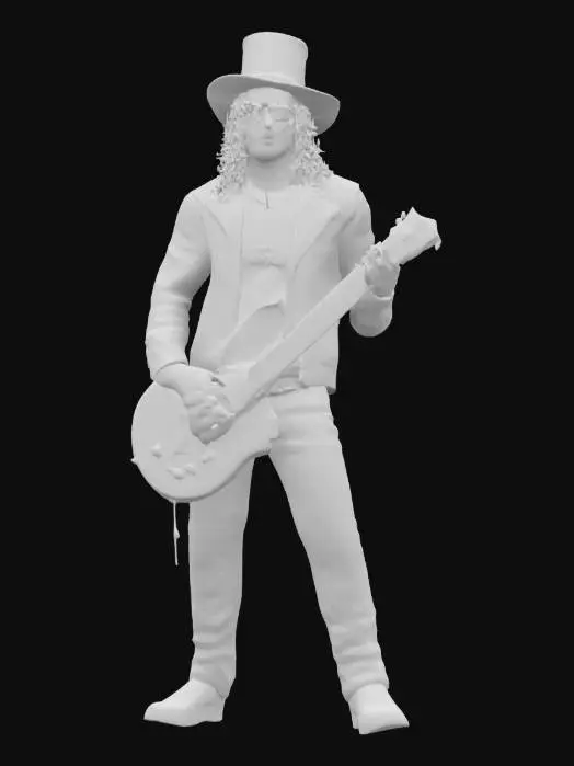 3D model for Guns N Roses legendary guitarist Slash high detail and texture, realistik figure
