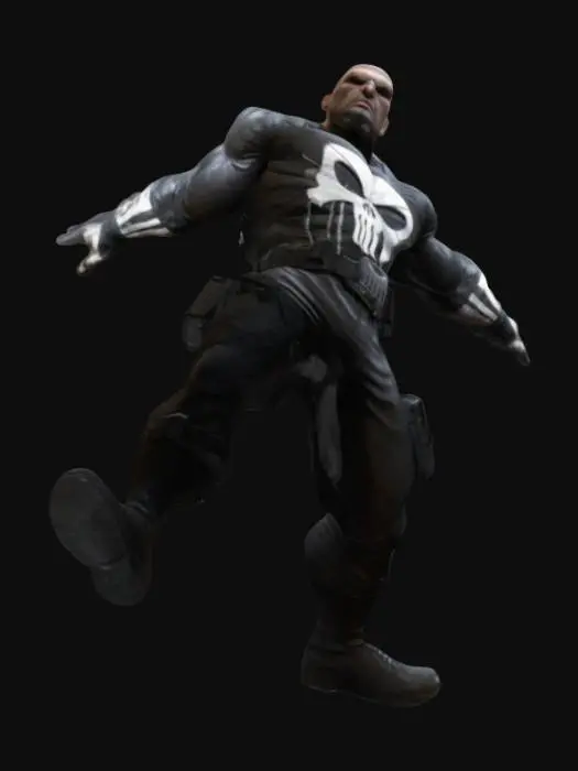 3D model for create marvel punisher character, high detail, high poly, t pose
