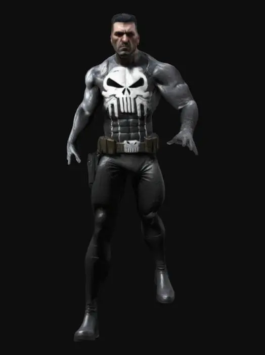 3D model for create marvel punisher character, high detail, high poly, t pose
