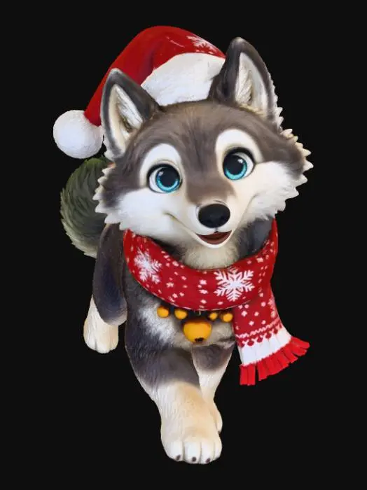 3D model for Festive Husky Pup, #Christmas2025#