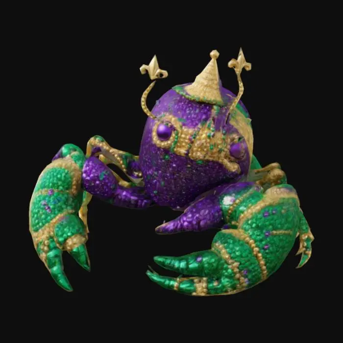 3D model for  [New Orleans] #AroundTheWorld# Create a Mardi Gras Crawfish decorated with beads and fleur di lis 