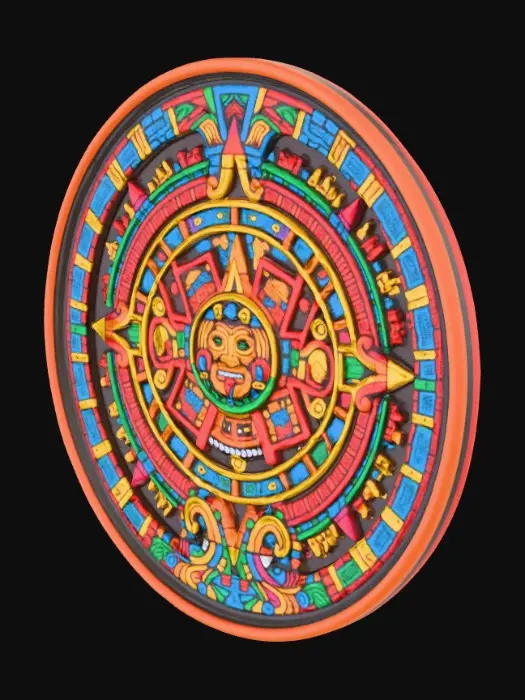 3D model for Plate Aztec Sun Stone to food
