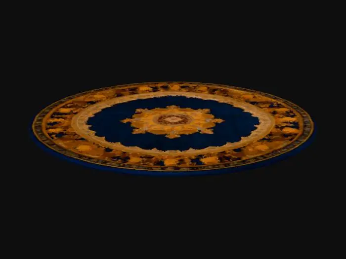 3D model for dark blue and gold colored luxurious Persian carpet with lots of details