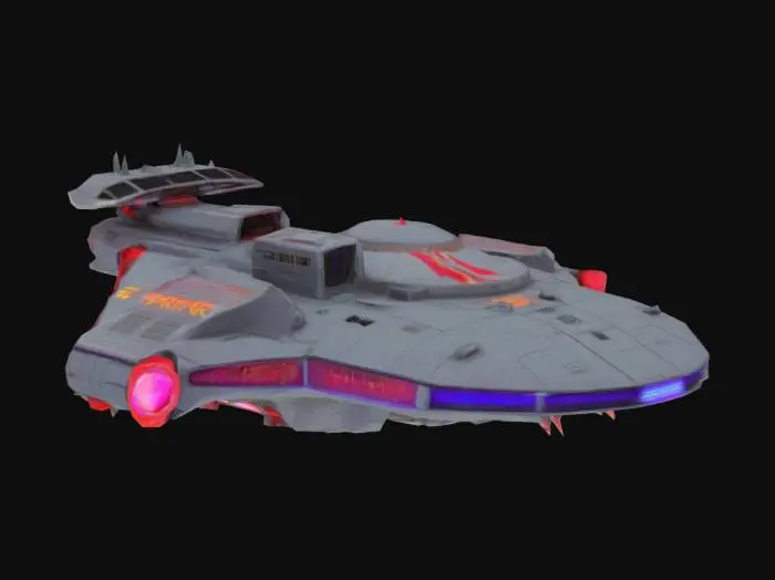 3D model for create massive Atari-branded mothership with a retro-futuristic design, glowing engines, and the classic Atari logo integrated into its hull.

Features:
Huge, imposing mothership with a central command sphere

Glowing engine arrays for a sci-fi feel

Atari branding on the hull and wings

Neon-lit detailing for a retro arcade vibe

Deflector dish and sensor arrays for added realism

