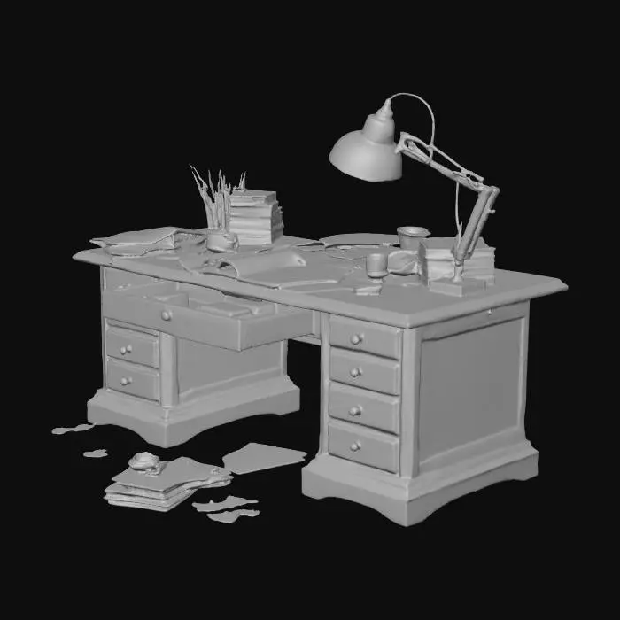 3D model for An old, messy desk