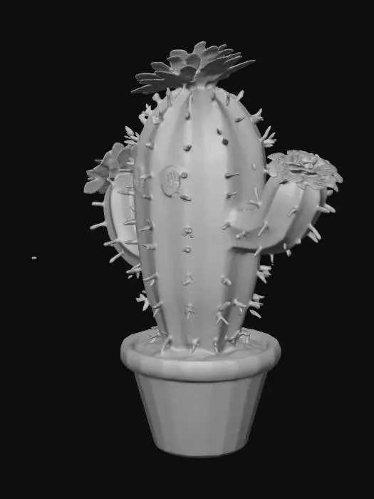 3D model for a highly detailed christmas cactus ornament  with christmas lights wrapped around it 
