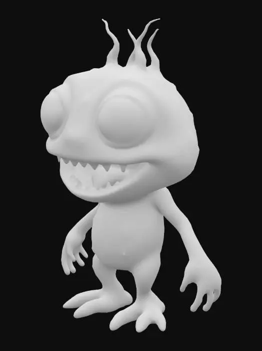 3D model for freaky alien creature, cartoon style