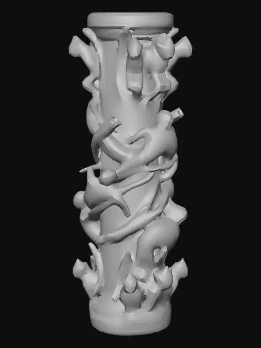 3D model for Make me a Pillar that is Black, and got Demons, and got Gadgets on it, that look like matrix style, and has humans souls wrapping around it. tightly