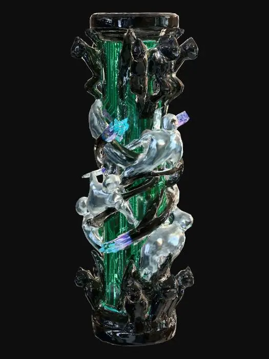 3D model for Make me a Pillar that is Black, and got Demons, and got Gadgets on it, that look like matrix style, and has humans souls wrapping around it. tightly