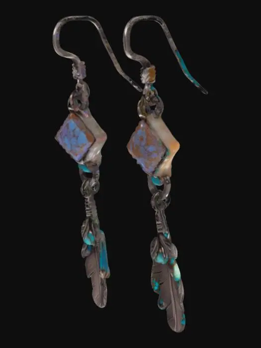 3D model for Turquoise Feather Earrings