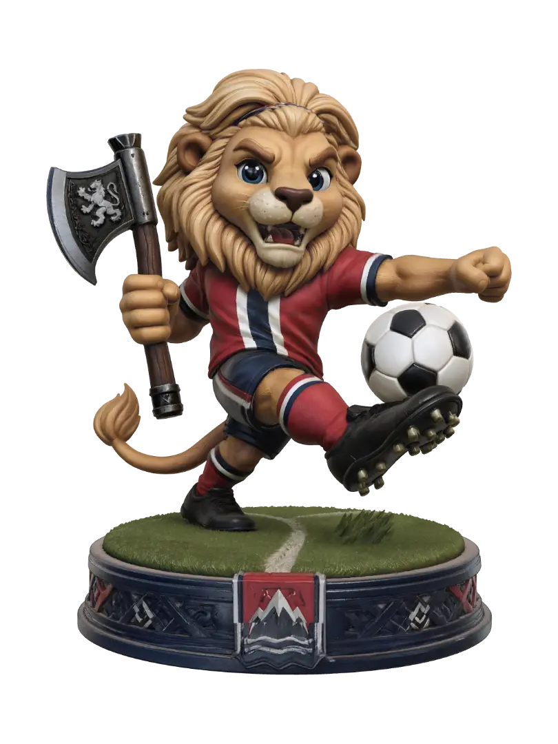 Lion Warrior Striker 3D model, vytvořený pomocí AI