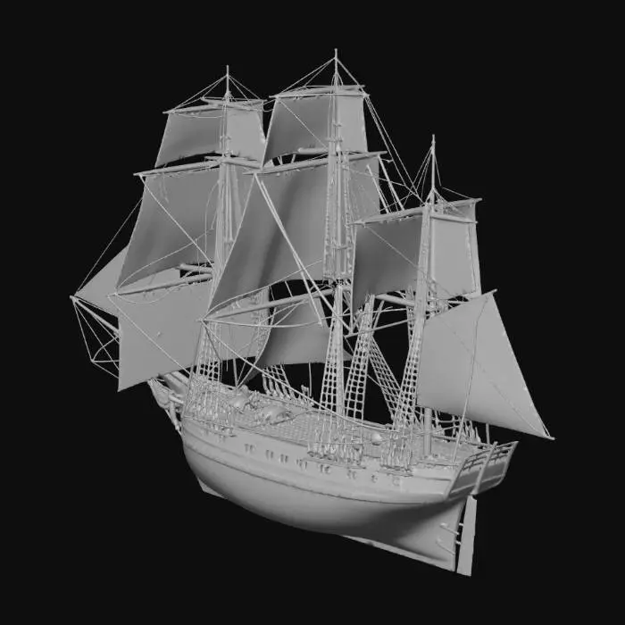 3D model for Three-Masted Full-Rigged Ship