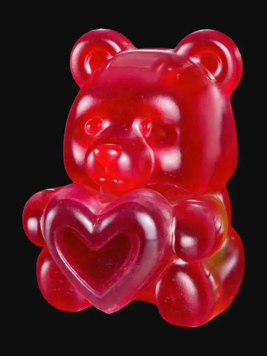 3D model for A gummy bear gelatin candy, holding a hearth, #valentine#