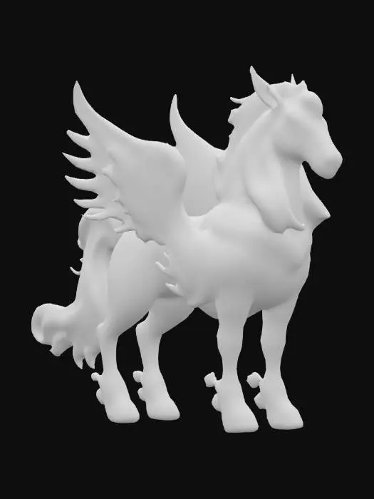 3D model for A Celestial Horse God made completely out of diffenent color crystals, the crystals shines the Universe through them, detailed colorful game character.