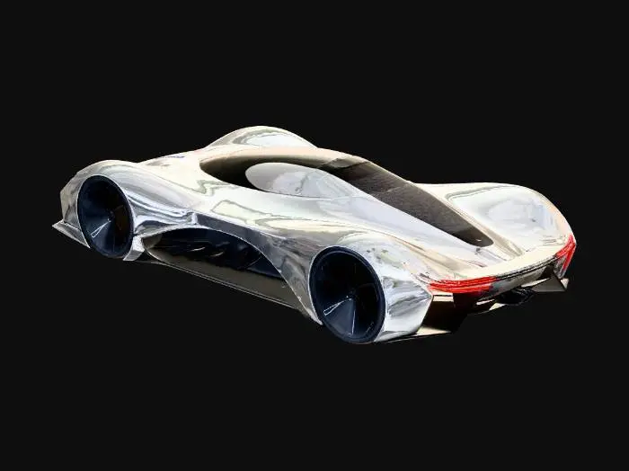 3D model for A futuristic low-drag hypercar engineered for extreme top speed performance. The body is ultra-aerodynamic, with a sleek, elongated silhouette optimized to reduce air resistance. The rear section integrates advanced solar panels to harvest solar energy, enhancing efficiency and sustainability. The design focuses on high-speed stability, sharp airflow management, and cutting-edge engineering.