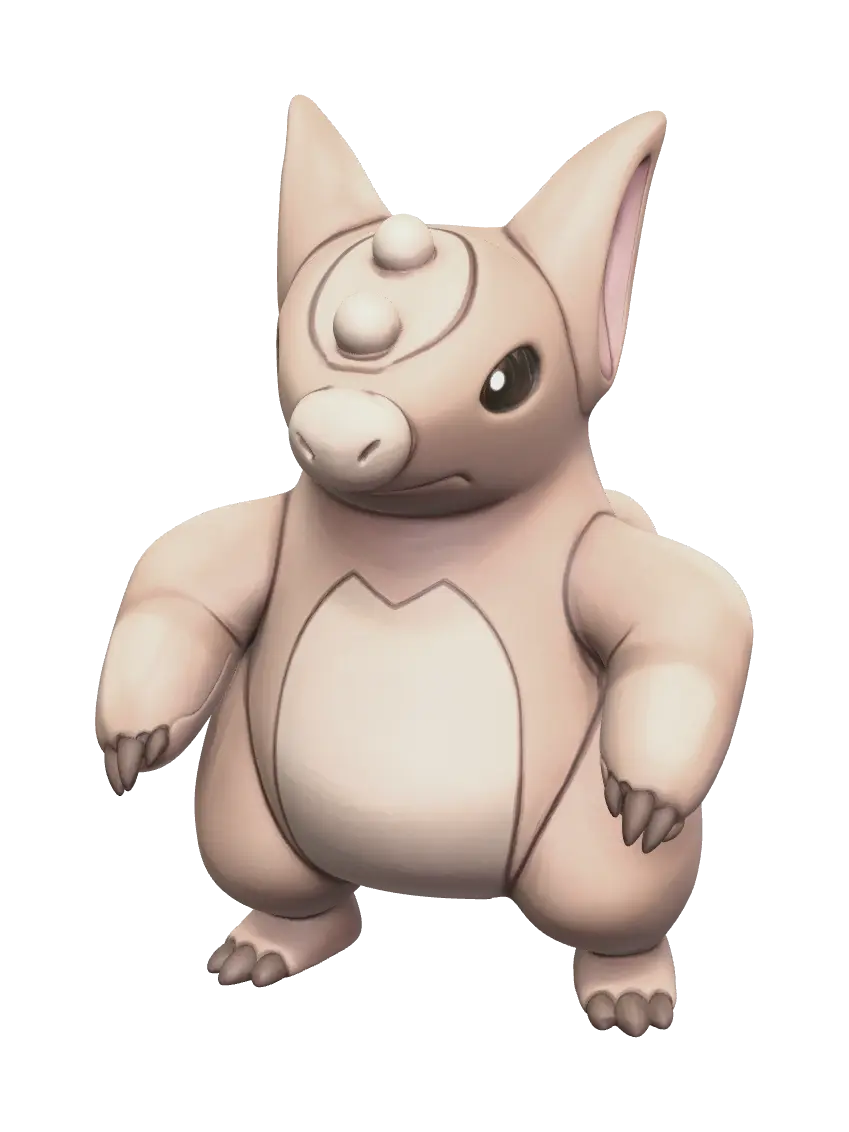 Realistic Spoink Evolution 3D model, vytvořený pomocí AI