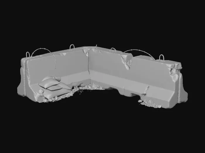 3D model for Cracked Concrete Roadblock