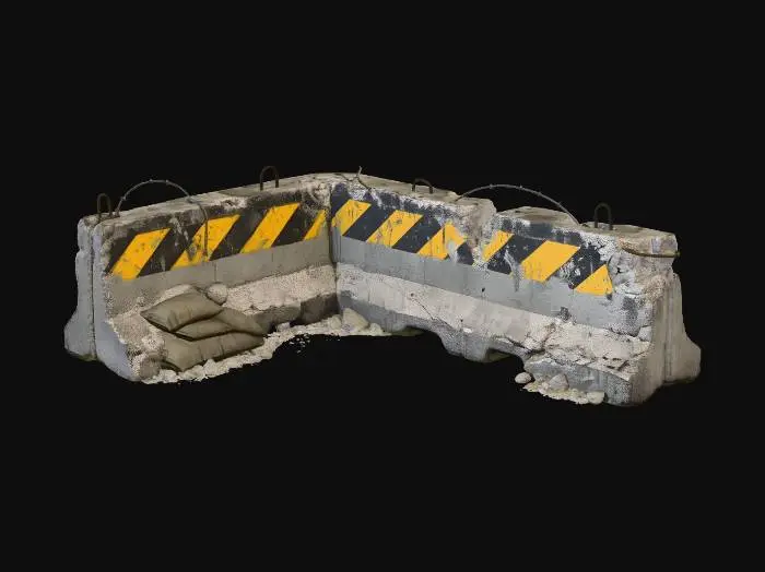 3D model for Cracked Concrete Roadblock