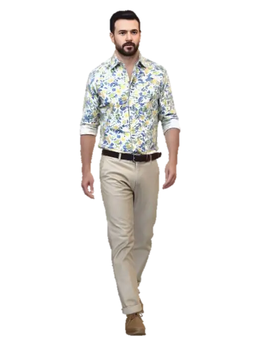 Floral Button-down With Khaki Chinos par SandwichJ — réalisé avec le générateur 3D IA Meshy, téléchargement gratuit FBX OBJ GLB STL