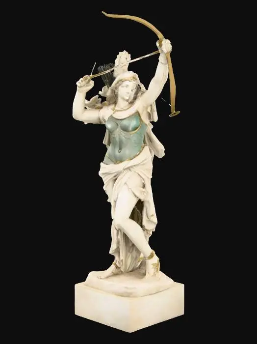 3D model for create a statue of the goddess Artemis standing tall in a defensive pose