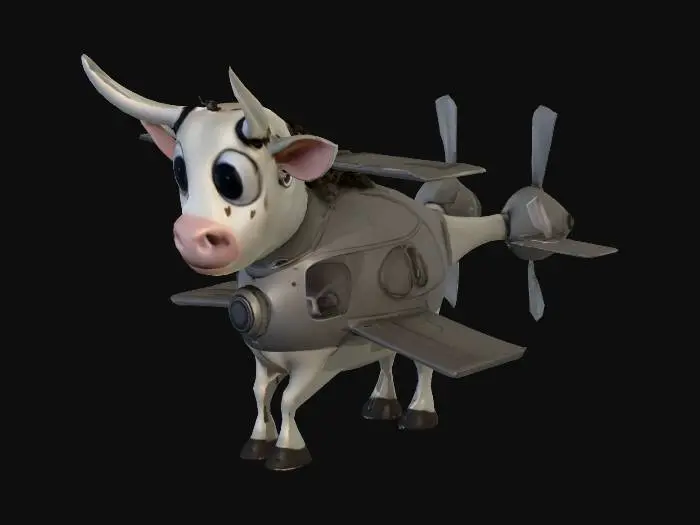 3D model for create me a model that looks like a hybrid of a cow and and helicopter
