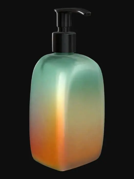 3D model for Realistic style, hand soap, smooth edge mold, tempered glass, meshes gradiets color palette, 16k, high detail