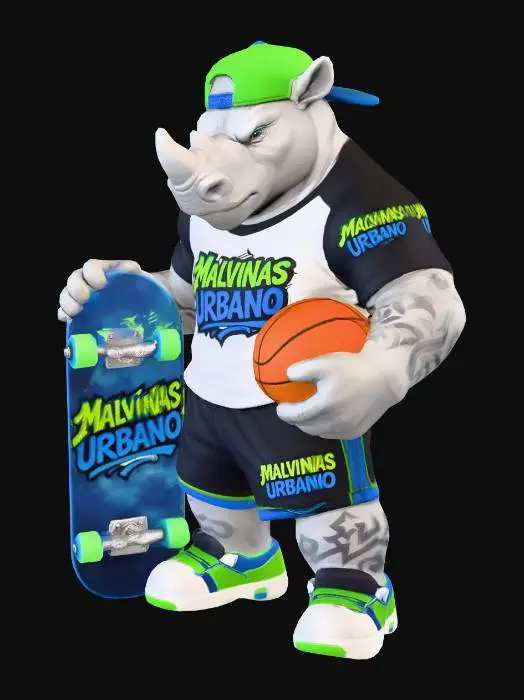 3D model for Malvinas Urbano Skateboard Pig Mascot