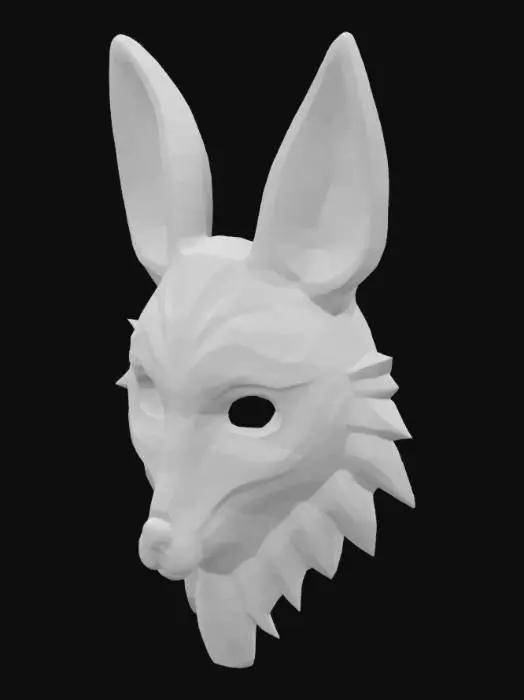 3D model for all one soled mesh of a coyote wood mask with tribal markings of a trickster  